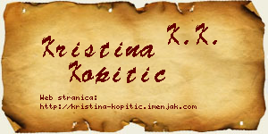 Kristina Kopitić vizit kartica